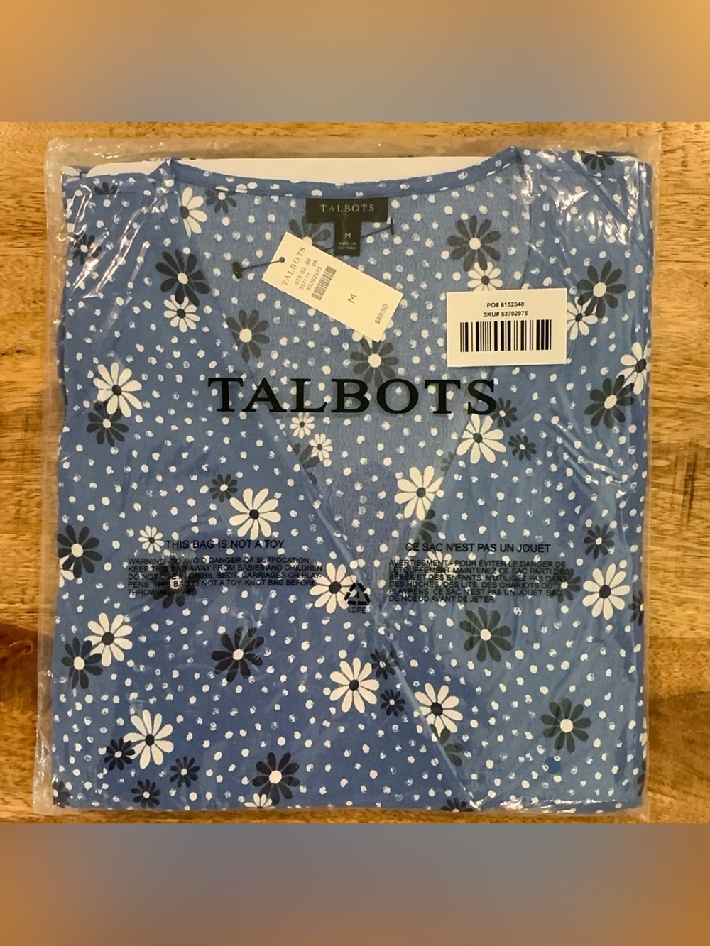 Talbots “Daisy” Poet Sleeve Faux Wrap Blouse Size Medium New NWT - Picture 4 of 4